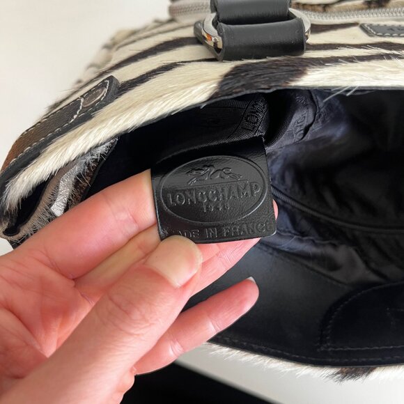 LONGCHAMP Zebra Pony Hair Leather Shoulder Bag – Rare Original - Picture 6 of 7